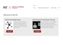 Digital Learning Toolkit Screenshot with links to Online Course Design Guide and Best Practices in Teaching and Learning Course